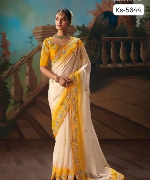Kimora Kajal Fancy Thread Embroidered Work Designer Saree Collection