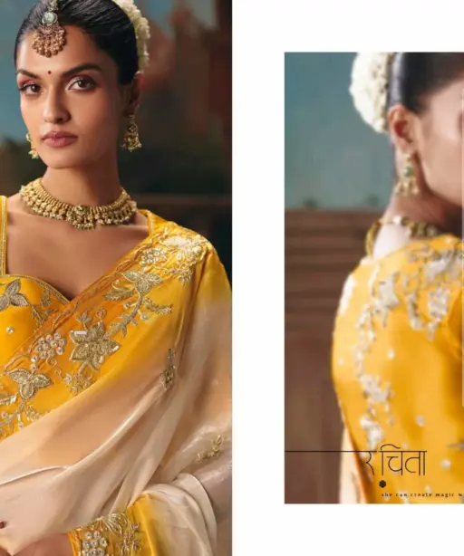 Kimora Kajal Fancy Thread Embroidered Work Designer Saree Collection