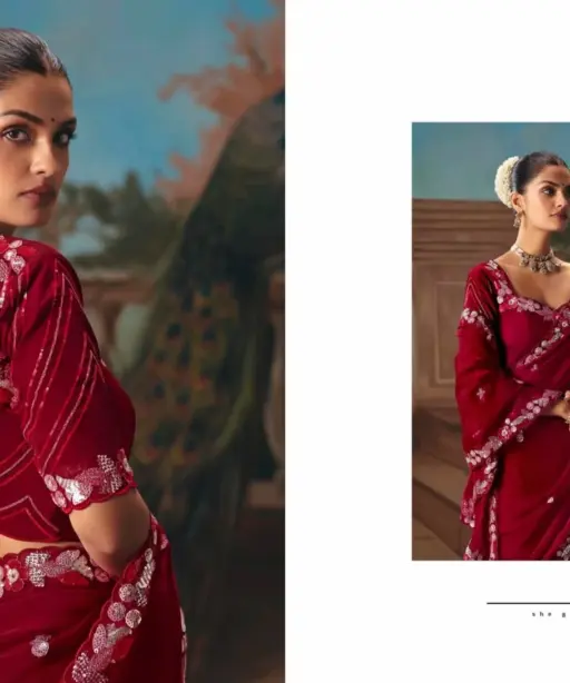 Kimora Kajal Fancy Thread Embroidered Work Designer Saree Collection