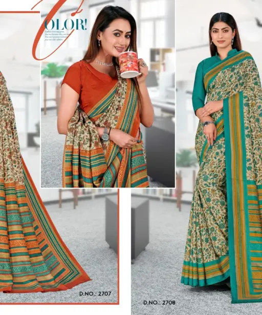 Malgudi Silk Vol 27 Cracle Silk Printed Uniform Saree Collection