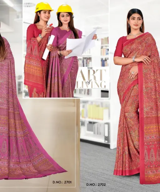 Malgudi Silk Vol 27 Cracle Silk Printed Uniform Saree Collection