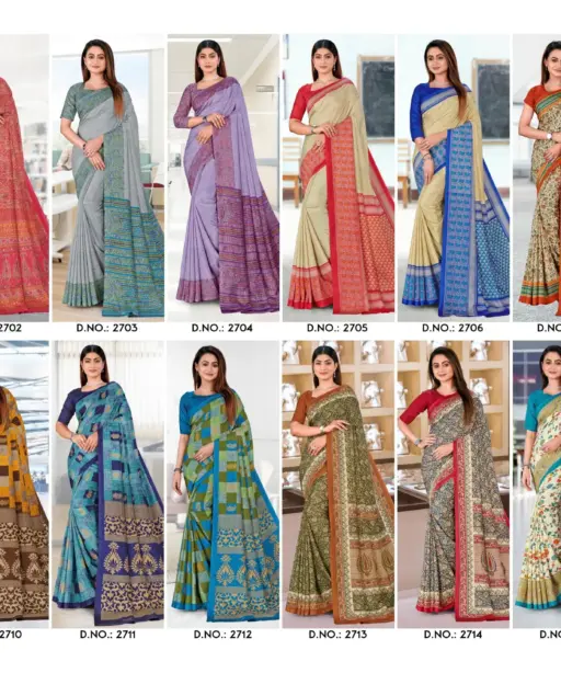 Malgudi Silk Vol 27 Cracle Silk Printed Uniform Saree Collection