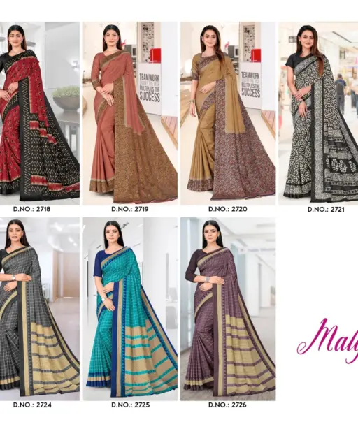 Malgudi Silk Vol 27 Cracle Silk Printed Uniform Saree Collection