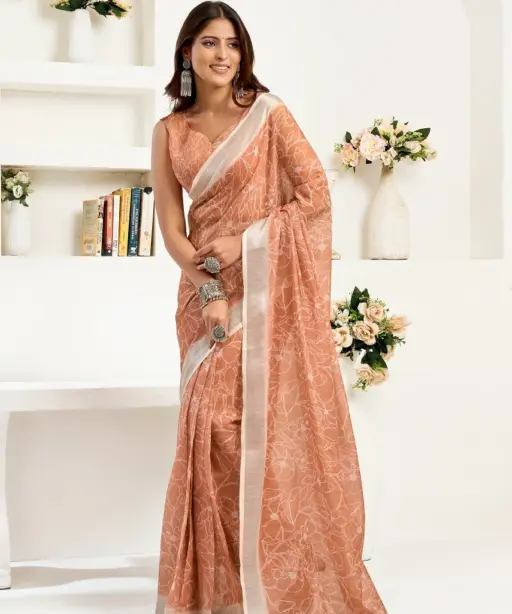 Meera 324 Linen Printed Party Wear Beautiful Saree Collection