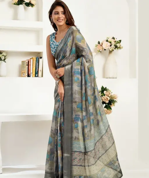 Meera 326 Linen Printed Ready to Wear Fancy Saree Collection