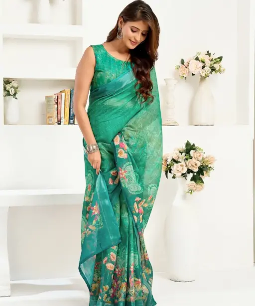 Meera 326 Linen Printed Ready to Wear Fancy Saree Collection