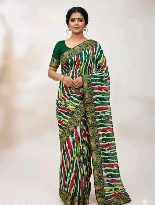 Multi Rangila Georgette Leheriya Printed Fancy Saree Collection