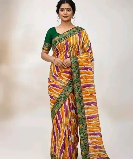 Multi Rangila Georgette Leheriya Printed Fancy Saree Collection