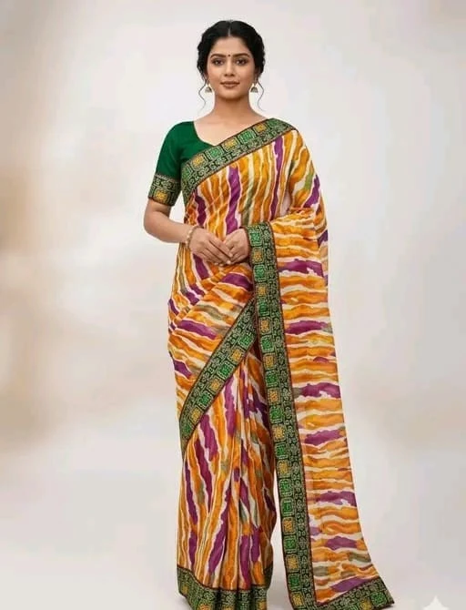 Multi Rangila Georgette Leheriya Printed Fancy Saree Collection