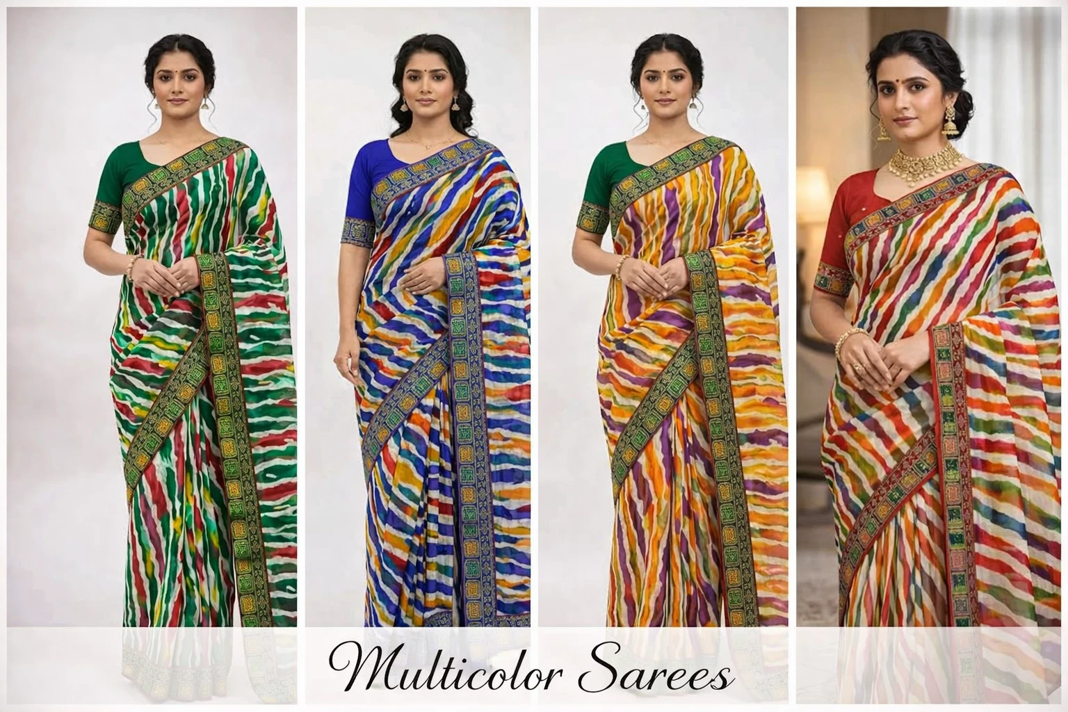 Multi Rangila Georgette Leheriya Printed Fancy Saree Collection