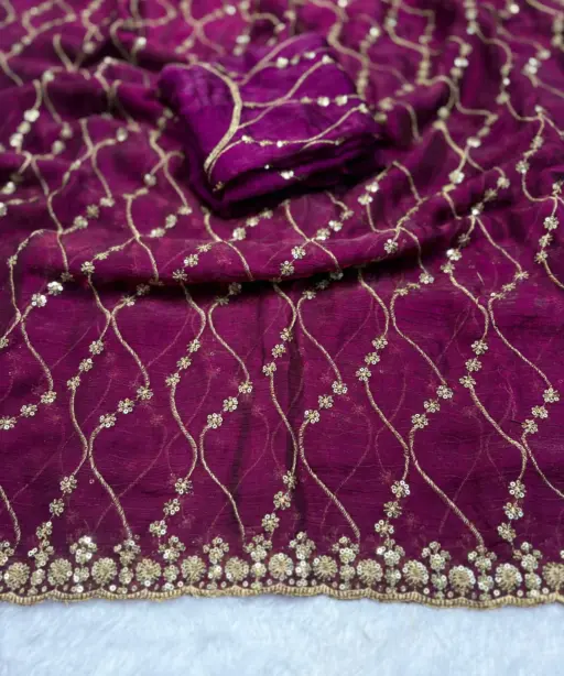 Pallavi Arhaaam Chiffon Sequence Wedding Wear Saree