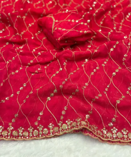 Pallavi Arhaaam Chiffon Sequence Wedding Wear Saree