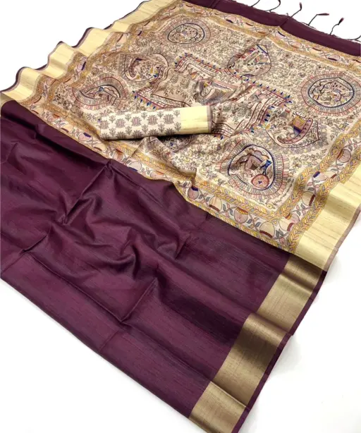 Rajyog Chitralekha 290001 to 9 Tussar Silk Plain Saree Collection