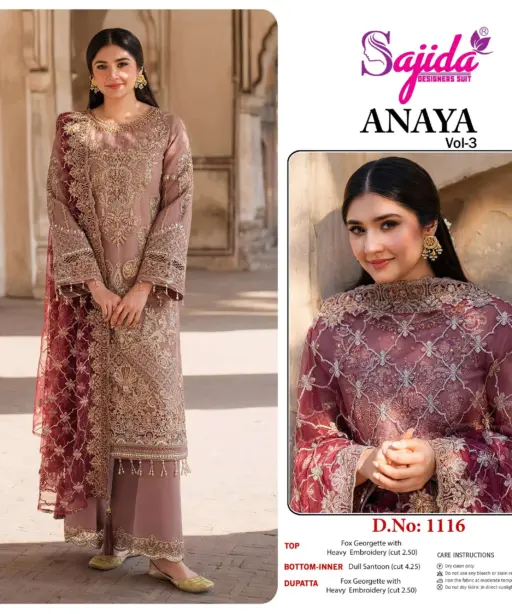 Sajida Designer Design No - 1116 - 1117 - 1118