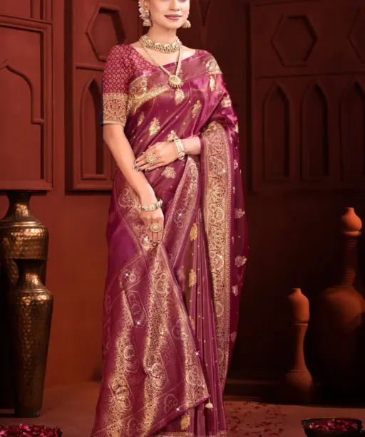 Saroj Bawri Satin Saroski Vol 3 Shimmer Silk Saree Collection