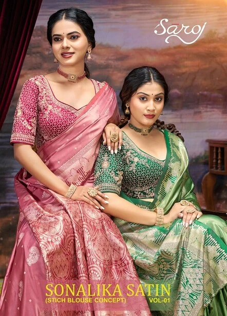 Saroj Sonalika Satin Vol 1 Silk Rich Pallu Saree Collection