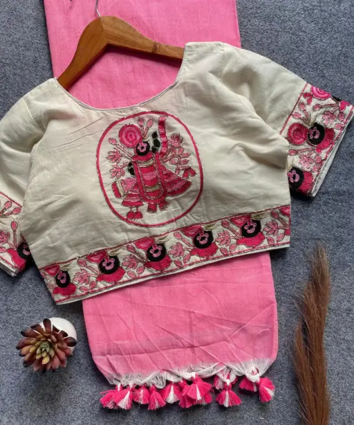 Sccf Shreenath Khadi Cotton Hand Work Saree Collection