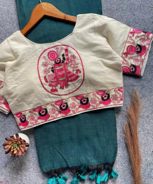 Sccf Shreenath Khadi Cotton Hand Work Saree Collection