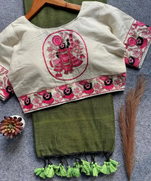 Sccf Shreenath Khadi Cotton Hand Work Saree Collection