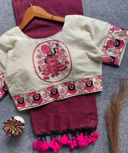 Sccf Shreenath Khadi Cotton Hand Work Saree Collection