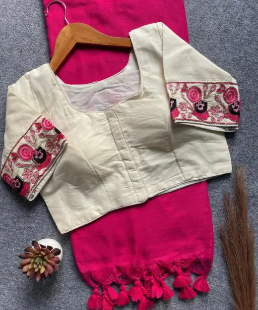 Sccf Shreenath Khadi Cotton Hand Work Saree Collection