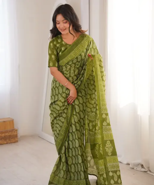 Scdf Bagru a Fancy Cotton Printed Saree Collection