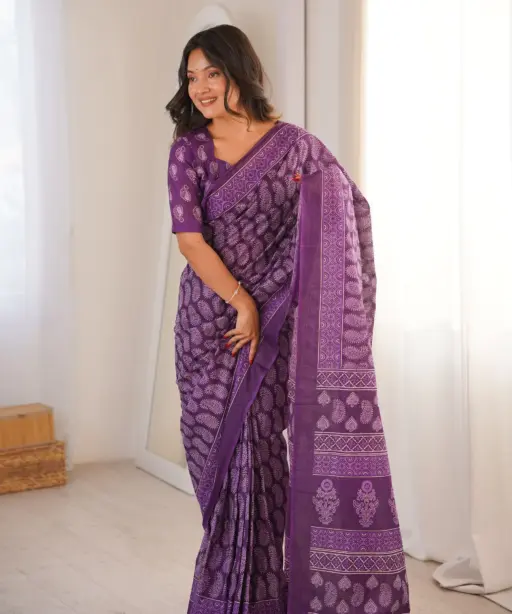 Scdf Bagru a Fancy Cotton Printed Saree Collection