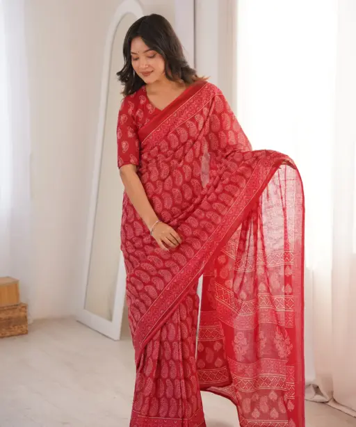 Scdf Bagru a Fancy Cotton Printed Saree Collection