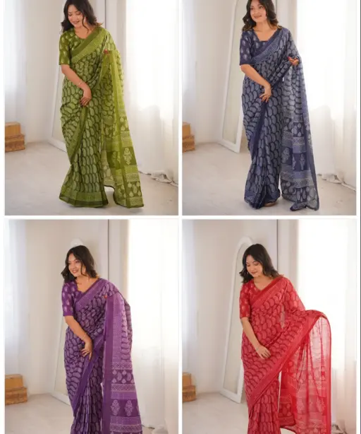 Scdf Bagru a Fancy Cotton Printed Saree Collection