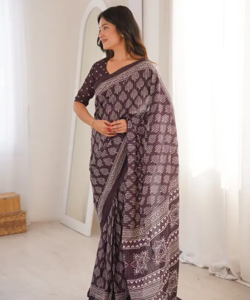 Scdf Bagru B Cotton Printed Saree Collection
