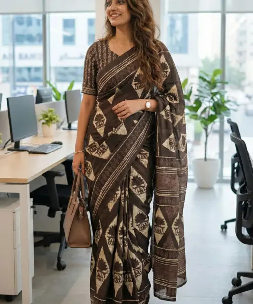 Scdf Office Time C Fancy Cotton Printed Saree Collection