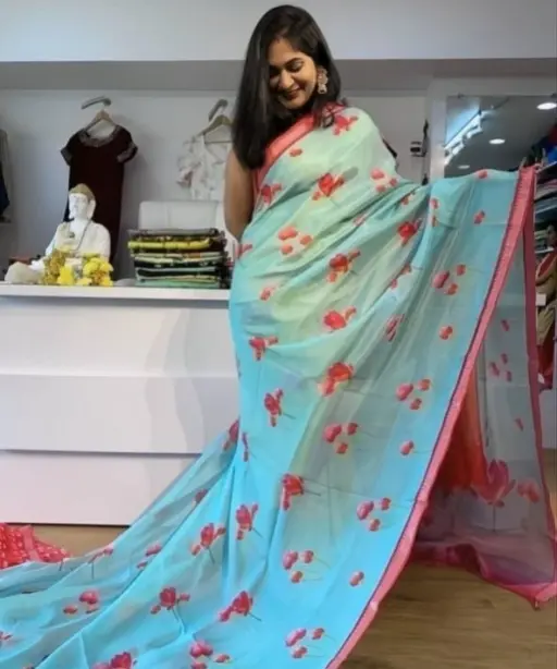 Scmg Mangala Linen Printed Manglagiri Saree Collection