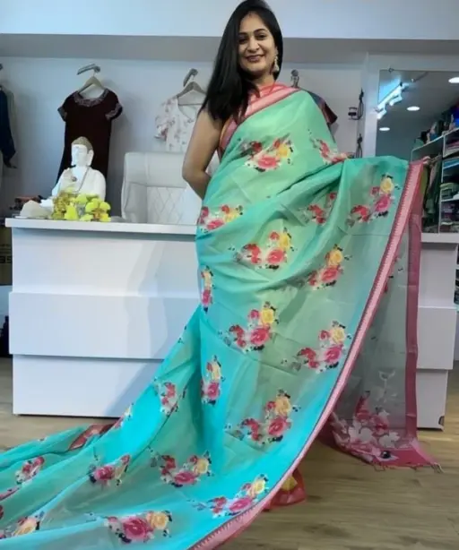 Scmg Mangala Linen Printed Manglagiri Saree Collection