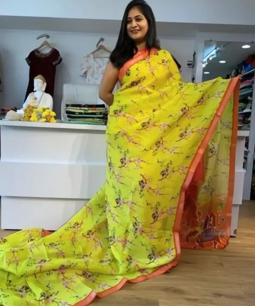 Scmg Mangala Linen Printed Manglagiri Saree Collection