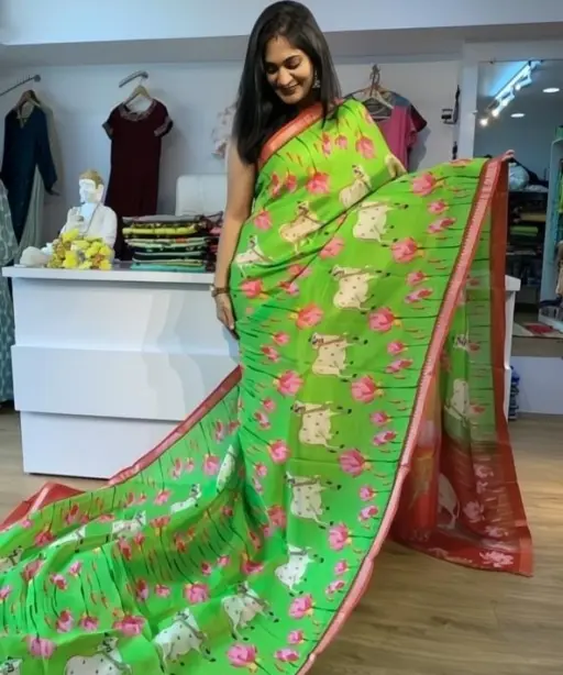 Scmg Mangala Linen Printed Manglagiri Saree Collection