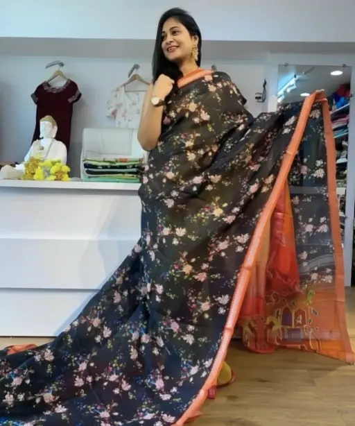 Scmg Mangala Linen Printed Manglagiri Saree Collection