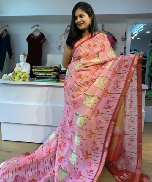 Scmg Mangala Linen Printed Manglagiri Saree Collection