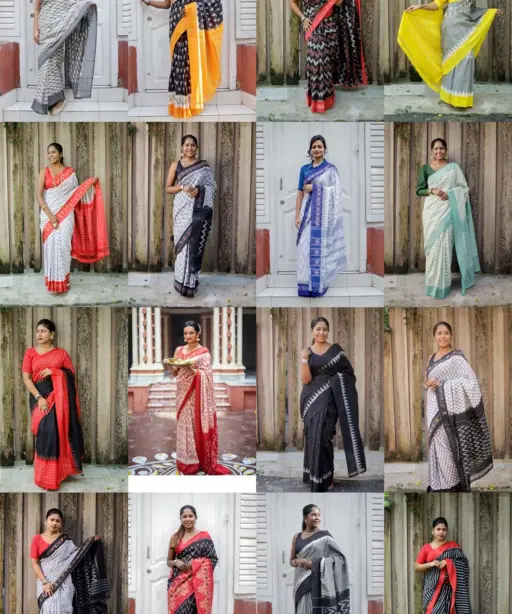 Scmg Shweta Linen Woven Ikkat Saree Collection