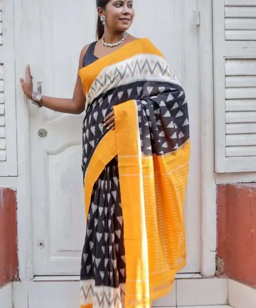 Scmg Shweta Linen Woven Ikkat Saree Collection