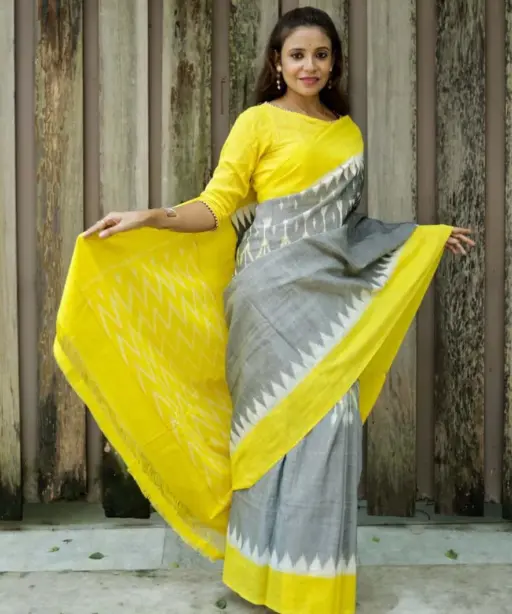 Scmg Shweta Linen Woven Ikkat Saree Collection