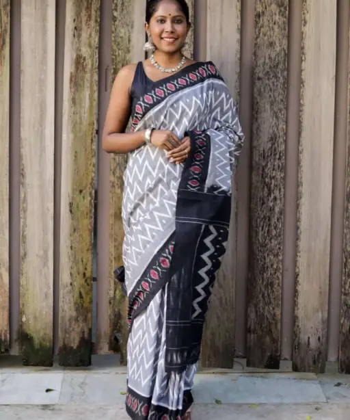 Scmg Shweta Linen Woven Ikkat Saree Collection