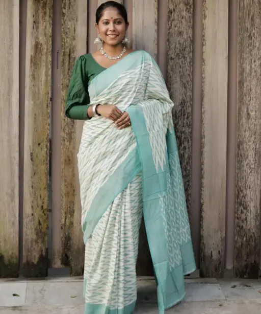 Scmg Shweta Linen Woven Ikkat Saree Collection