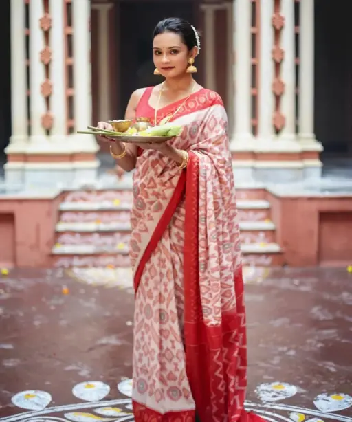 Scmg Shweta Linen Woven Ikkat Saree Collection