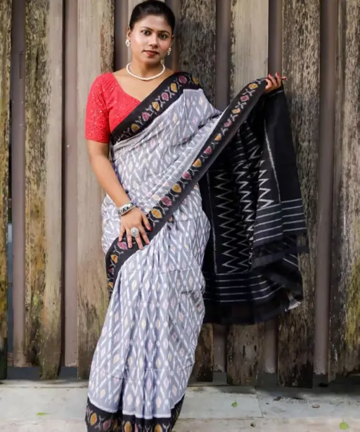 Scmg Shweta Linen Woven Ikkat Saree Collection
