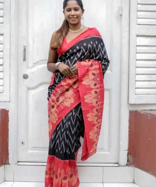 Scmg Shweta Linen Woven Ikkat Saree Collection