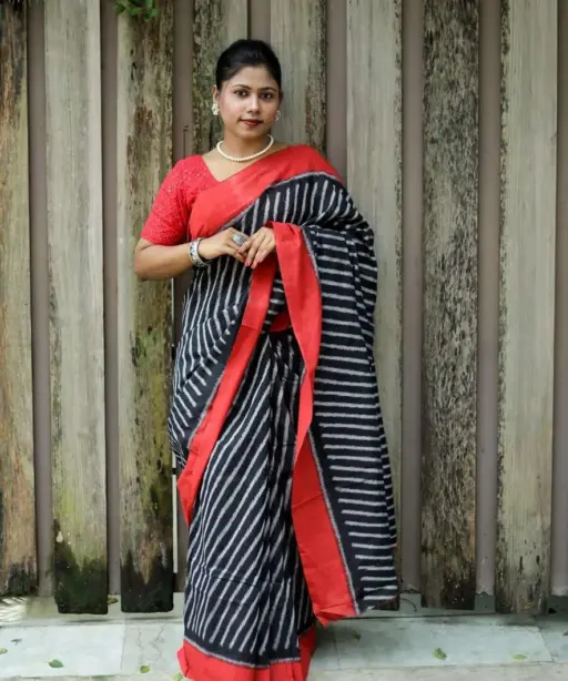 Scmg Shweta Linen Woven Ikkat Saree Collection