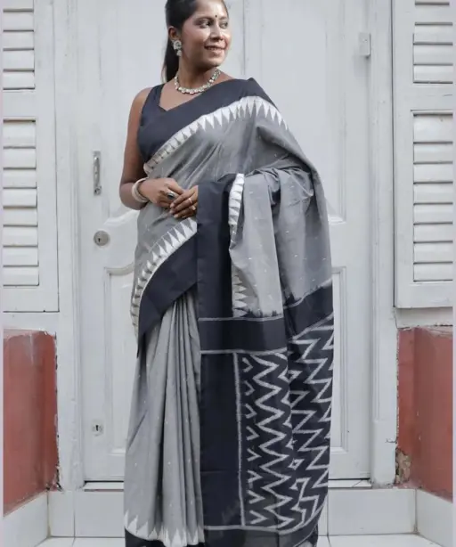 Scmg Shweta Linen Woven Ikkat Saree Collection