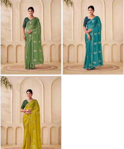 Shanta Modal Georgette Embroidery Zari Worked Saree Collection