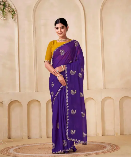 Shanta Modal Georgette Embroidery Zari Worked Saree Collection