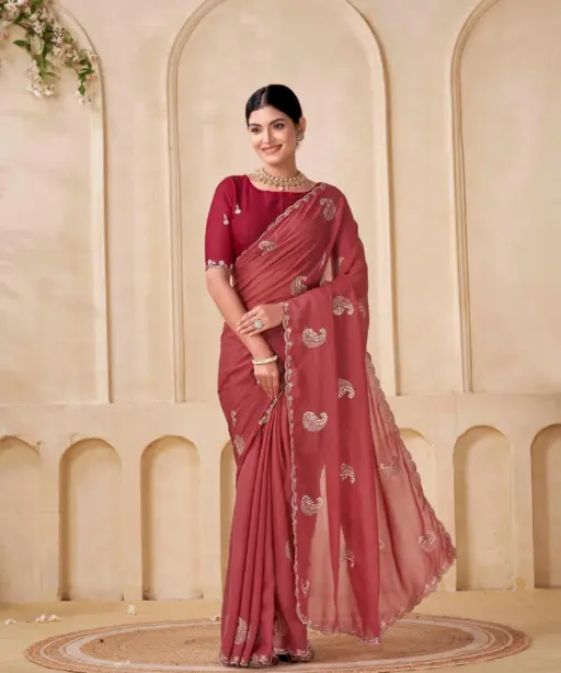 Shanta Modal Georgette Embroidery Zari Worked Saree Collection